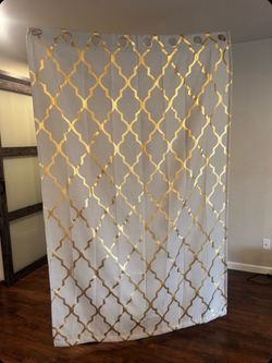 Beige and Gold Moroccan Trellis Curtain Panel