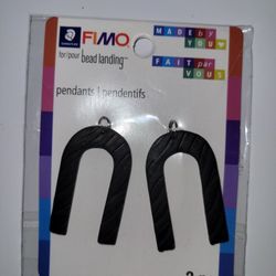 Black Horseshoe "U" Shaped Fimo Made By You  For Bead Landing Jewelry  Components 