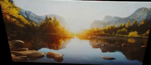 Lake Scene Valley River Sunrise Landscape Photography Background Hiking Travel Forest Mount canvas