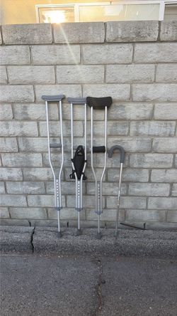FREE - Adjustable Aluminum Crutches and Cane Set