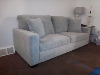 Ashley's light gray sofa