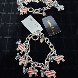 2 Cookie Lee Patriotic Charm Bracelets