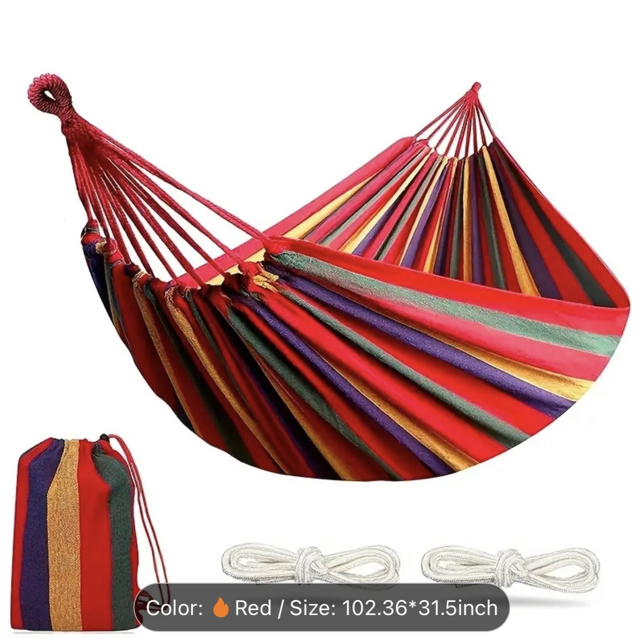 Outdoor Garden Camping Hammock With Tree Straps For Hanging, Durable Hammock Holds Up To 450lbs, Portable Hammock With Travel Bag Perfect For Outdoor/