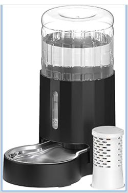 CZPET Automatic 4L Filter Dog and Cat Water Dispenser with Stainless Steel Bowl Gravity Waterer,Large Capacity and Drinking Area Noise-Free for Pets (