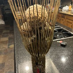 Metal Gold Floor Vase/ Candle Holder/ Decorative Accent 