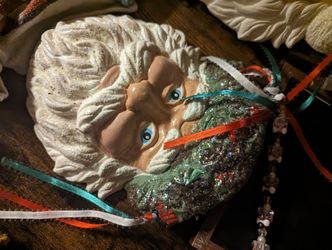Hand Painted Santa Mask And Professional Framed Pictures