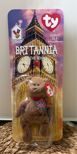 Vintage 1999 McDonald's Ty Teenie Beanie Baby - Britannia The Bear (New In Package)