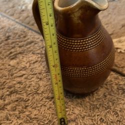 Vintage Stoneware Cream Pitcher Decorated Marked 45 on Bottom