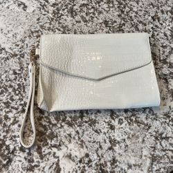 White Faux Patent Leather Wristlet/Clutch 