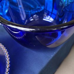 Vintage Cobalt Blue Glass Xtra Large  Serving Bowl