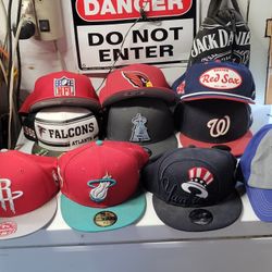 New Era Lot Of 10 Hats 6 Fitted 7 5/8 & 4 Snap Back Various Teams And Logos