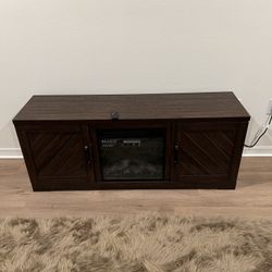 BELLEZE Modern 58" Farmhouse TV Stand with 18" Electric Fireplace Heater