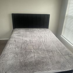 Black Upholstered Platform Bed Frame | Modern Channel Tufted Headboard