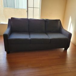Dark Grey Fabric Sofa With Track Arms