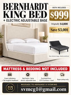 Bernhardt King Bed + Electric Adjustable Base