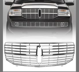 Front Upper Grille Fit For Lincoln Navigator 2007-2014 Bumper Upper Hood Grill OE Style Replacement For 7L7Z8200A (Chrome)
