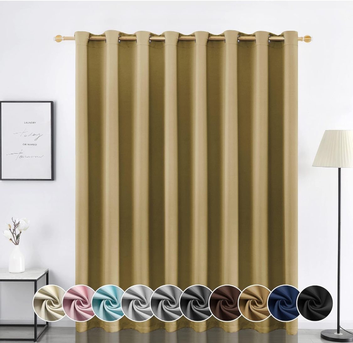 New! Room Divider Curtain for Sliding Glass Door, Wide Blackout Curtains for Bedroom, Grommet Screens Privacy Curtain Panel for Living Room, 1 Panel,