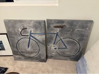 Two Gray Bicycle Paintings