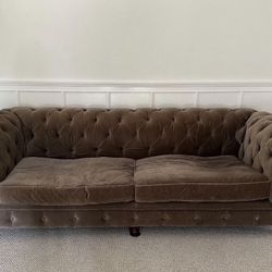 RH Kensington Velvet Couch Sofa 8ft