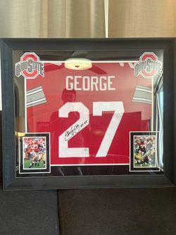 Signed framed authenticated Eddie George Jersey