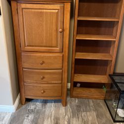 Soild Oak Cabinet Shelves Armoire Closet Dresser Bookcase 