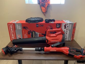 CRAFTSMAN V20 Cordless String Trimmer + 340 CFM Leaf Blower + Charger – No Battery