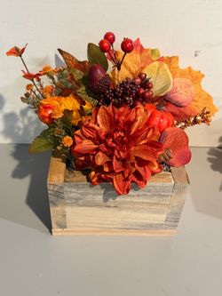 Autumn Floral Arrangement in small Wooden Box