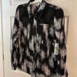 Black And White Button-Down, Long Sleeve Shirt