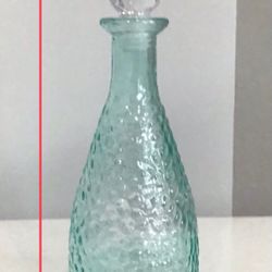 Bumpy Light Sea Foam Green Glass Bottle & Clear Bumpy Glass Stopper