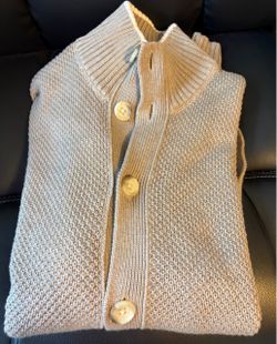Banana Republic Beige Knit Button-Up Cardigan Sweater