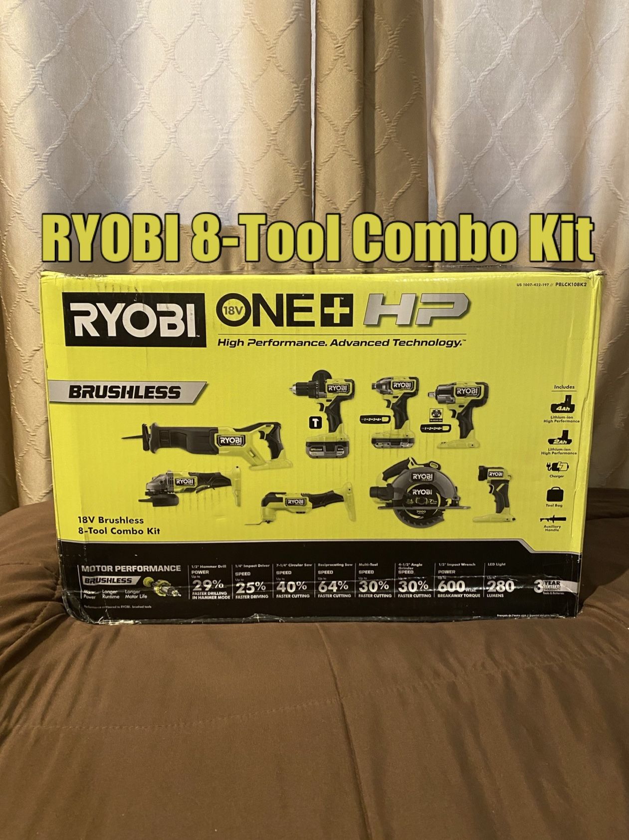 RYOBI ONE+ HP 18V Brushless Cordless 8 Tool Combo Kit