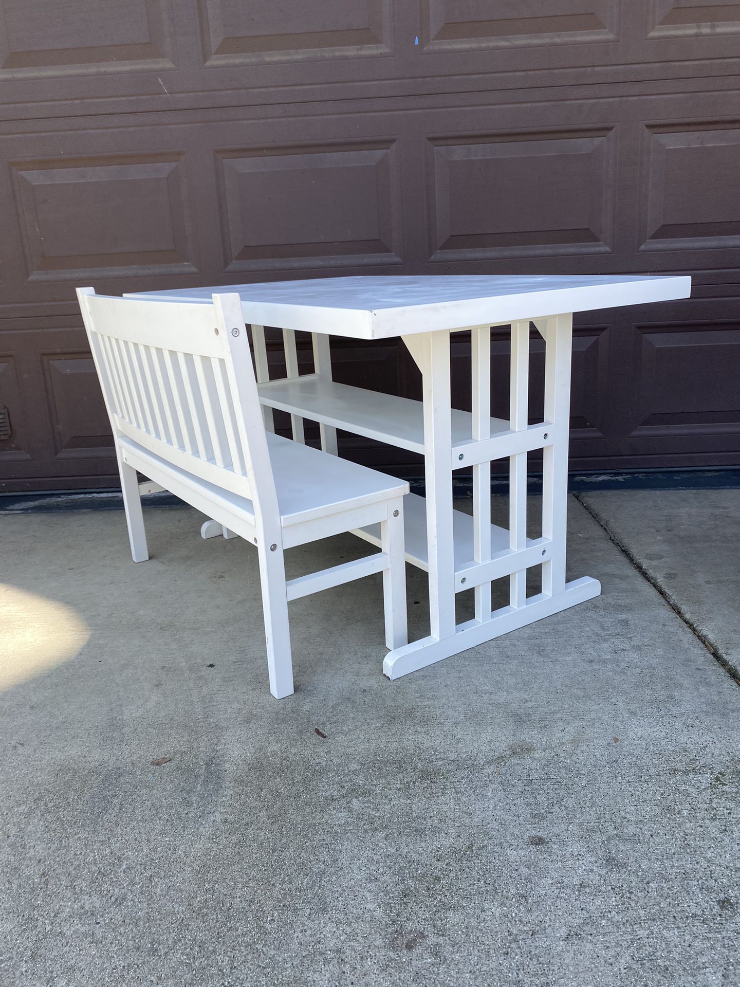 Kids Table And Bench White Wood Desk With Bench Toddlers Meeden Activity Table OBO
