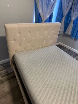 Upholstered Bed Frame with Tufted Headboard