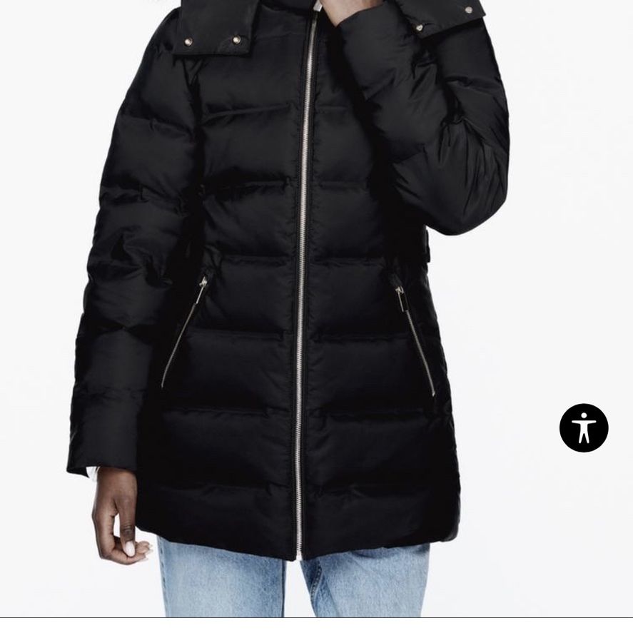 Hooded Quilted Feather Down  Black Coat 