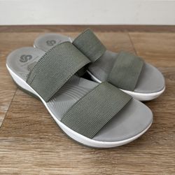Clarks Women’s Gray Slip On Sandals