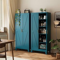 71" Metal Pantry Cabinet in Peacock Blue, 5-Tier Storage with Adjustable Shelves, Modern Statement Cupboard for Kitchen, Bathroom & Living Room  【Bold