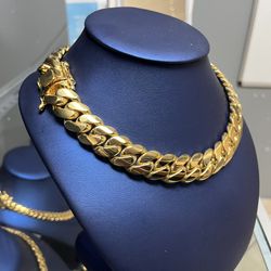 BEAUTIFUL 18MM MIAMI CUBAN LINK CHAIN 18 INCHES GOLD OVER SILVER