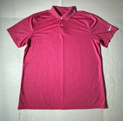 Pre Owned Excellent  Nike Dri Fit  Polo Golf Tennis  Printed  Fuchsia Pink  Men  Size Medium