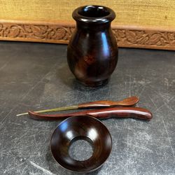 Vintage Chinese Carved Rosewood Gua Sha Oil Scraping Massage Tool Set