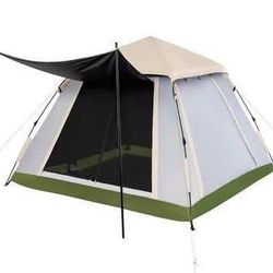 New 2-4 Person Pop Up Camping Tent, Portable Backpacking Tent with Removable Rainfly, 4 Mesh Walls
