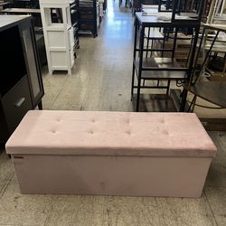 SONGMICS 43" Storage Ottoman Bench Foldable Foot Rest - Pink