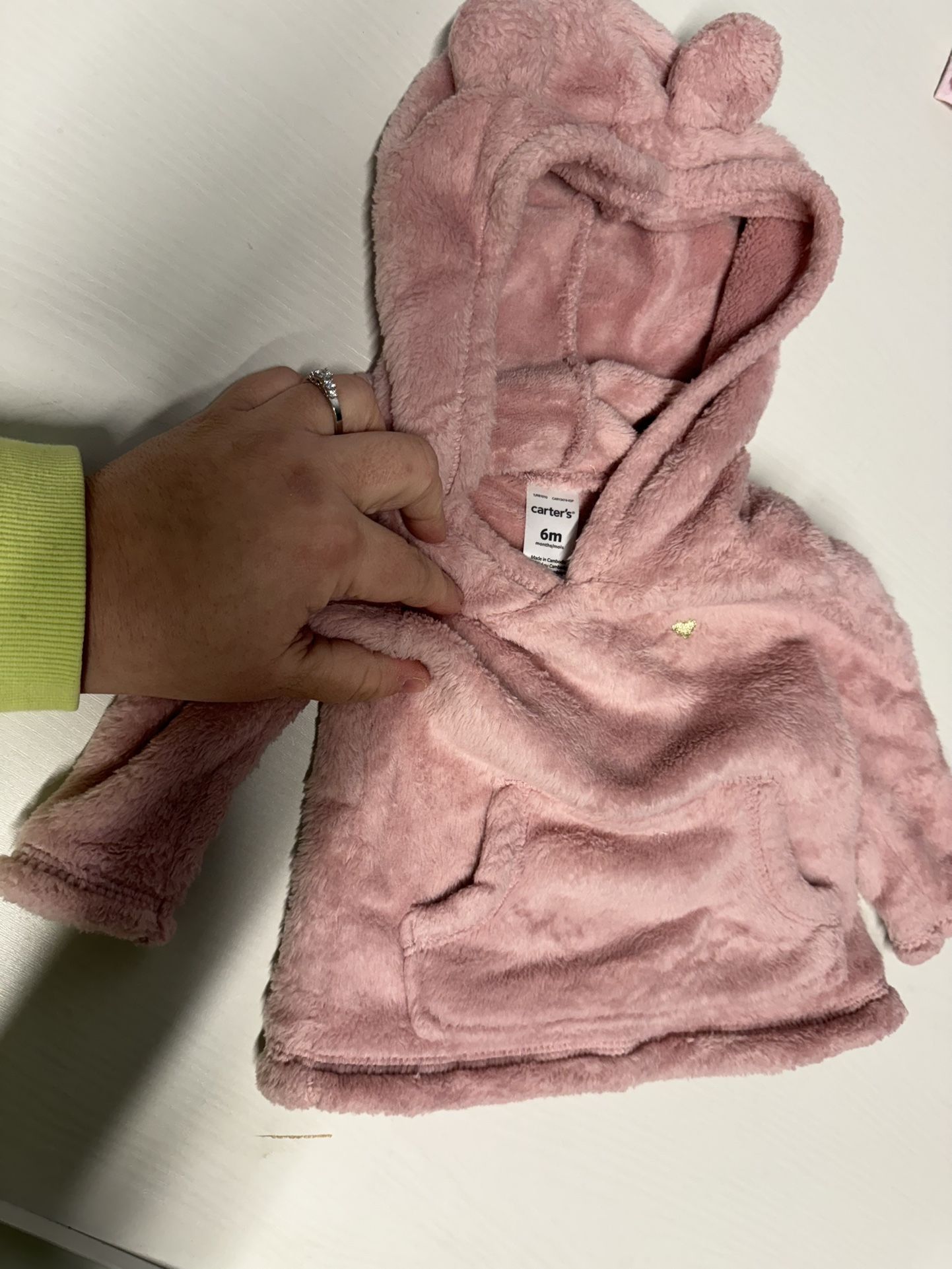Carter's Baby Ultra Soft Pink Hoodie, Size 6 Months