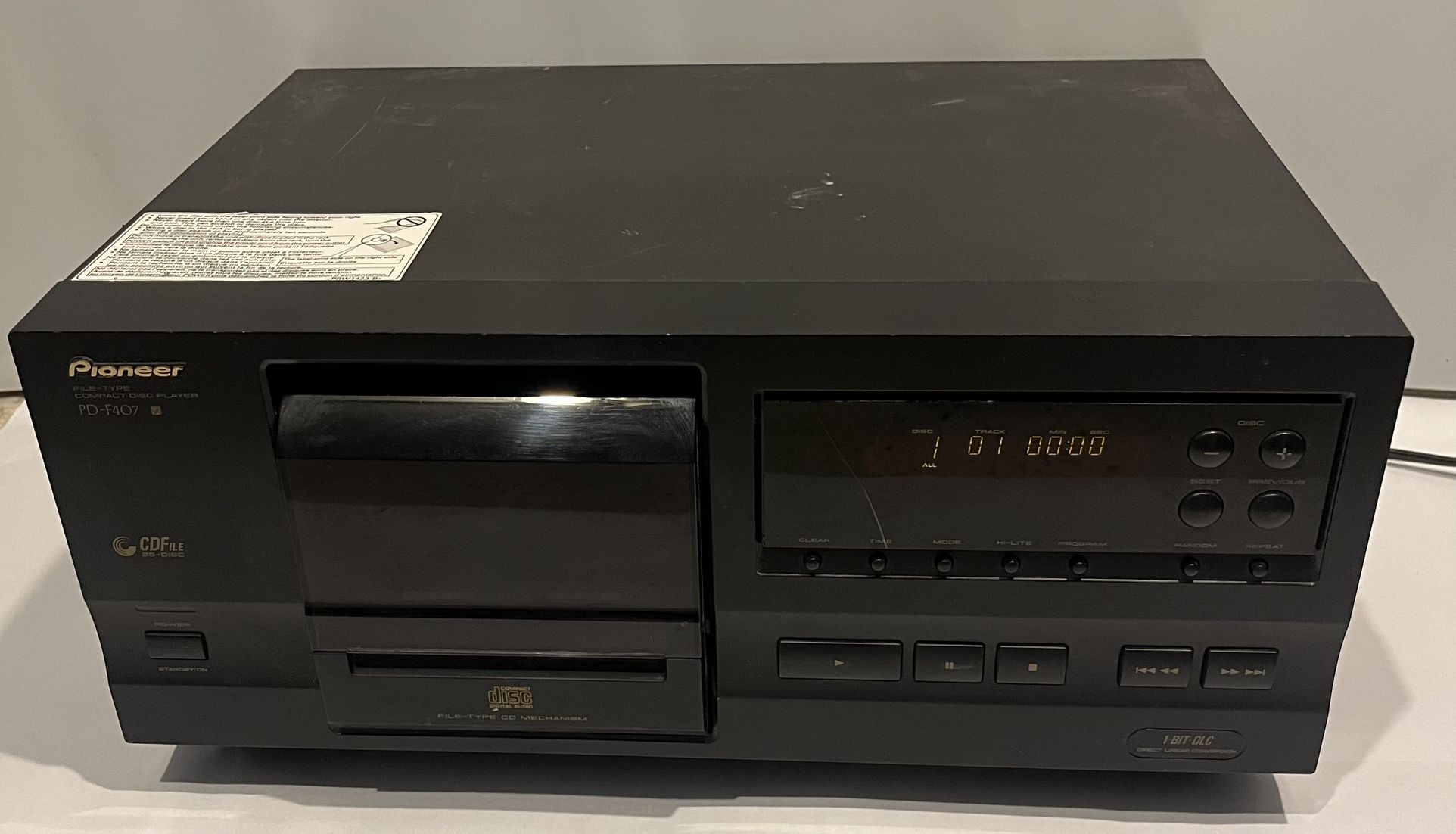 Vintage Pioneer PD-F407 Black 25-Disc CD-File Type Changer Compact Disc Player