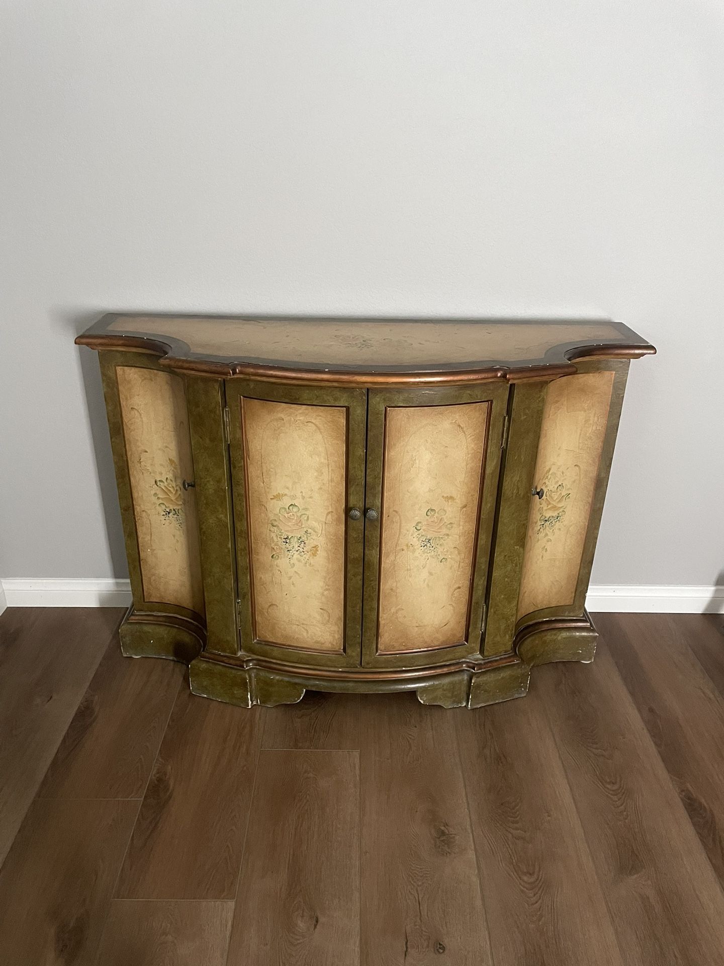 Hand Painted Bar/Cabinet With Matching Mirror