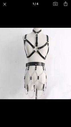 Vegan leather harness with skirt