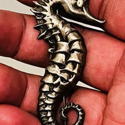 Vintage Brooch Pin 925 Sterling Silver Antique Seahorse Sea Horse