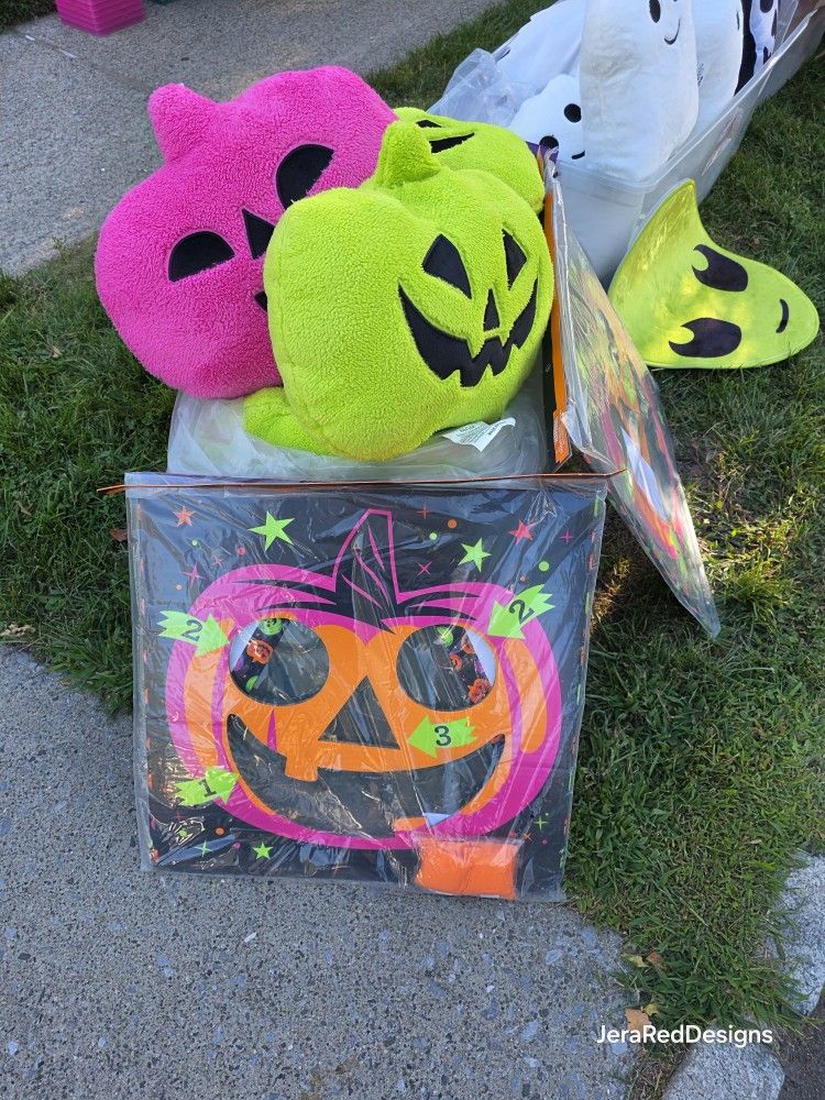 Halloween costumes and decor