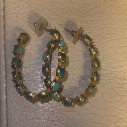 Gemstone Hoop Earrings 