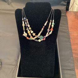 Necklace Multicolored Gemstones with a sterling silver clasp