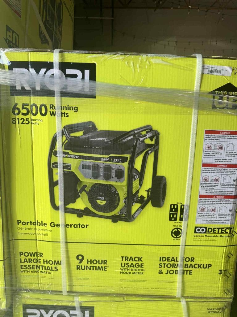 RYOBI
6500-Watt Gasoline Powered Portable Generator with CO Detect Shutdown Sensor